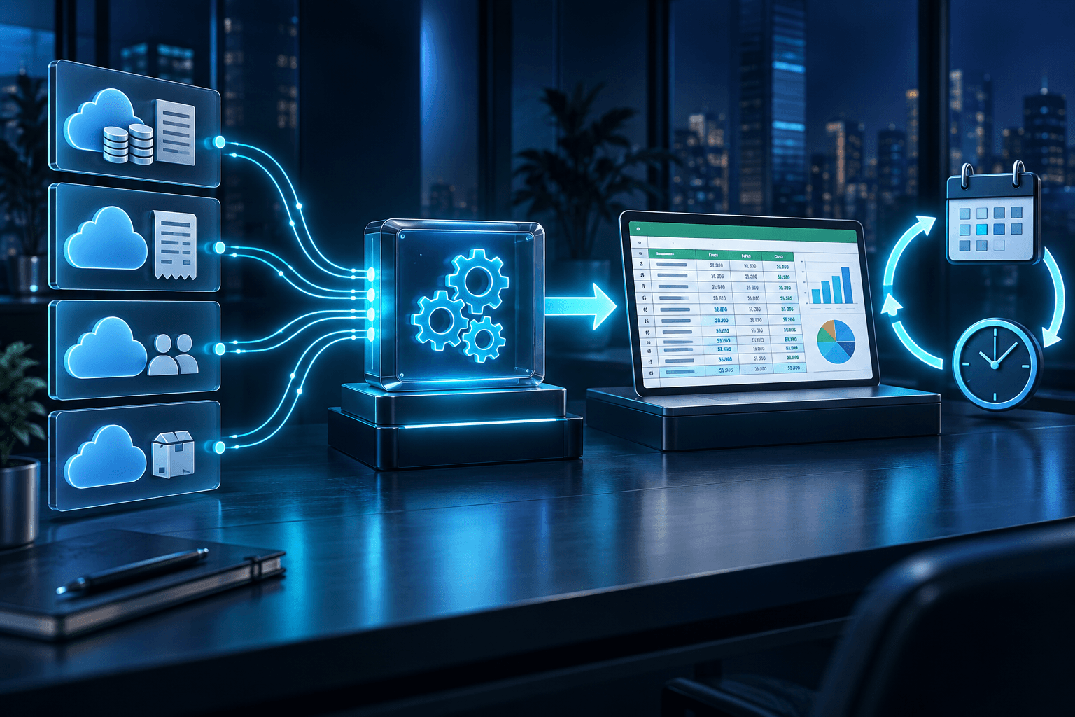 Accounting information passing through a controlled process into an Excel result that can be checked and refreshed again